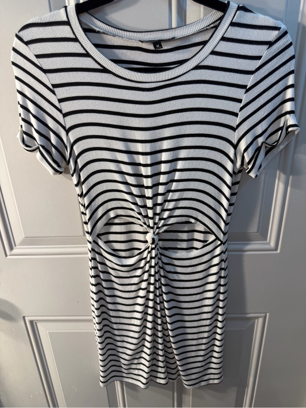 Kendall & Kylie Black and White Striped Knot-Front dress